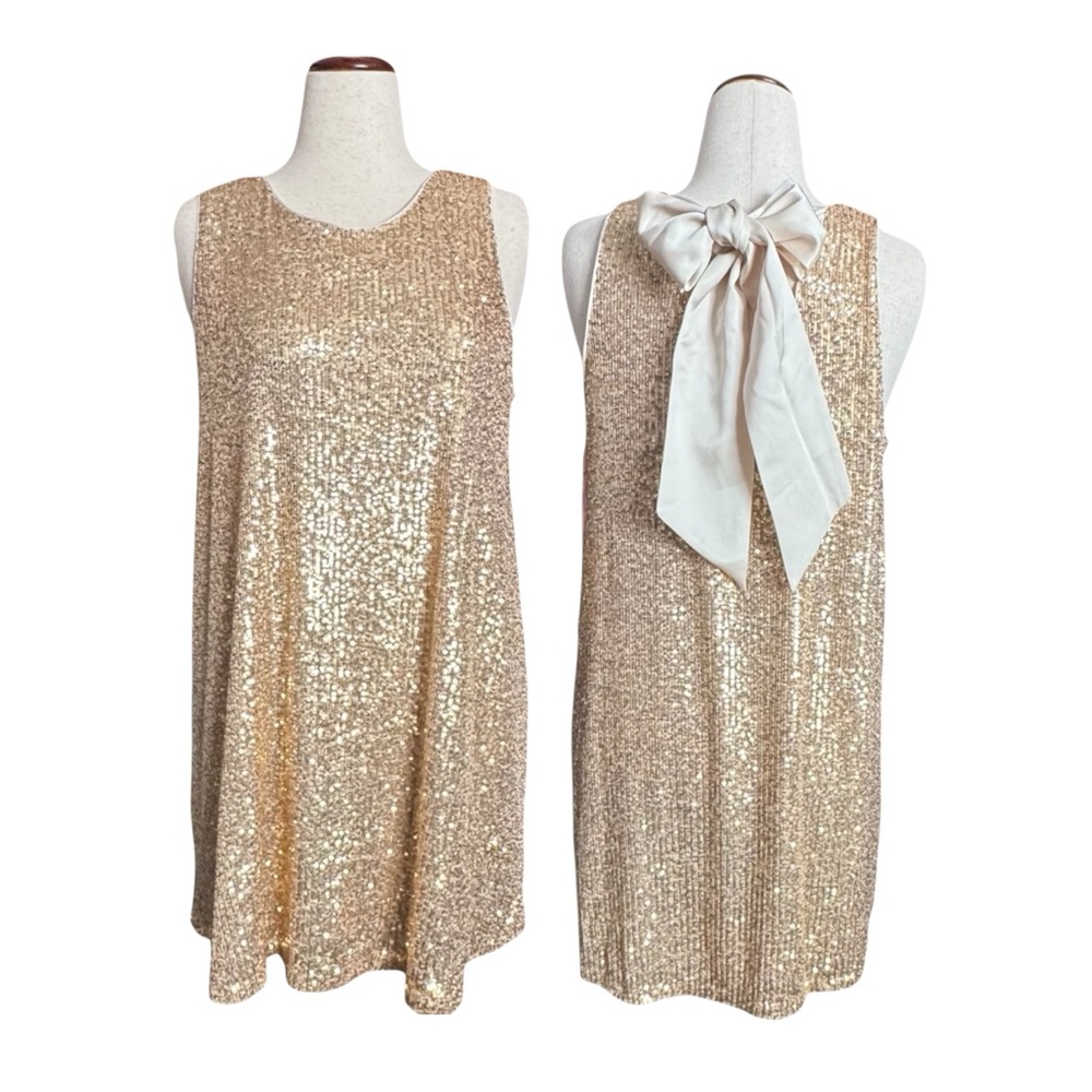 Gorgeous Vineyard Vines Gold Sequin Swing Dress, Sz L, NWT